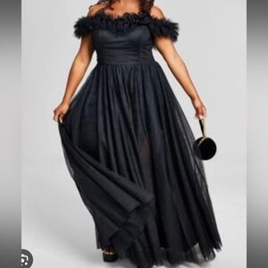 City studio plus size black tulle off the shoulder maxi dress size 18 women’s
